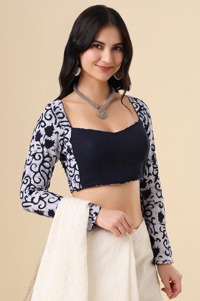Blue Printed Cotton Blouse (SUMR-018-BLUE)
