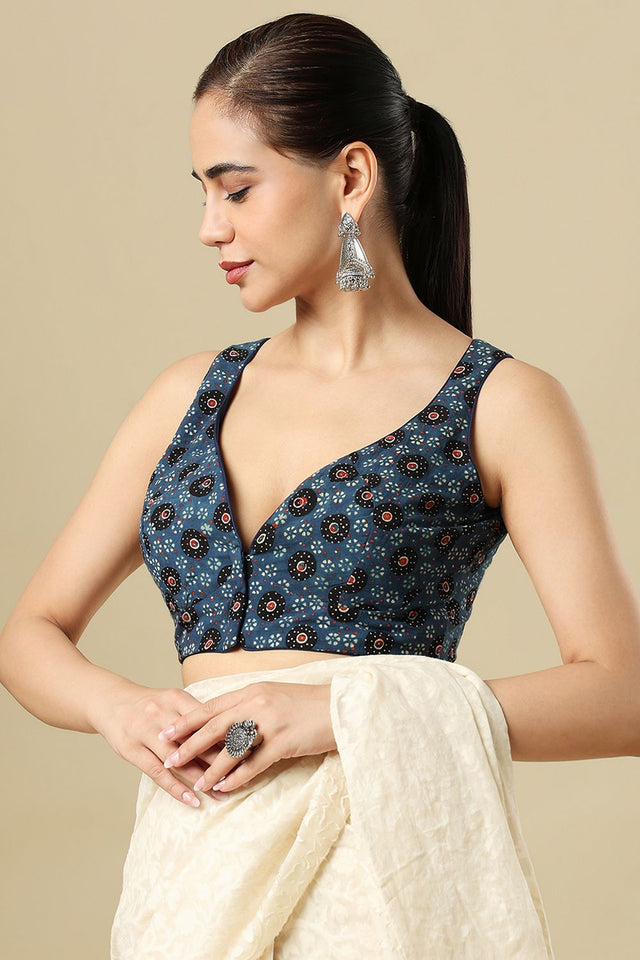 Blue Printed Cotton Blouse (SUMR-021-BLUE)