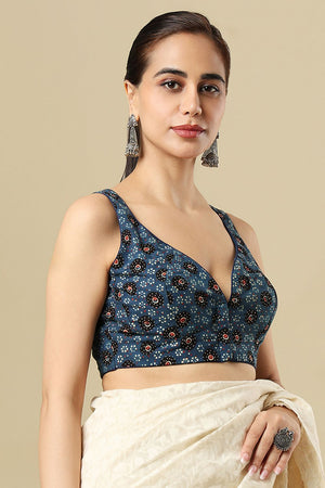 Blue Printed Cotton Blouse (SUMR-021-BLUE)