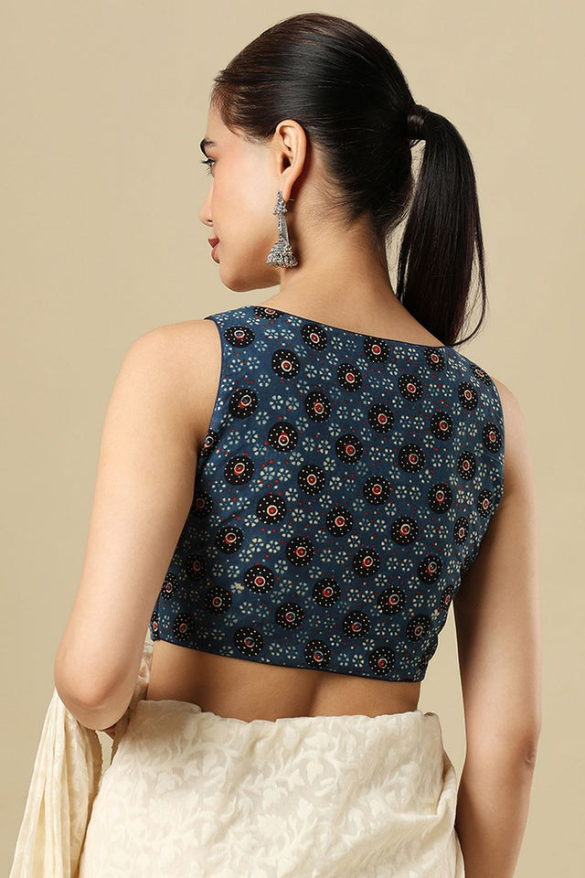 Blue Printed Cotton Blouse (SUMR-021-BLUE)