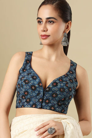 Blue Printed Cotton Blouse (SUMR-021-BLUE)