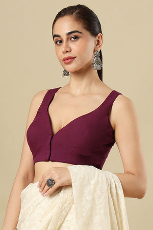 Wine Solid Cotton Blouse (SUMR-022-WINE)