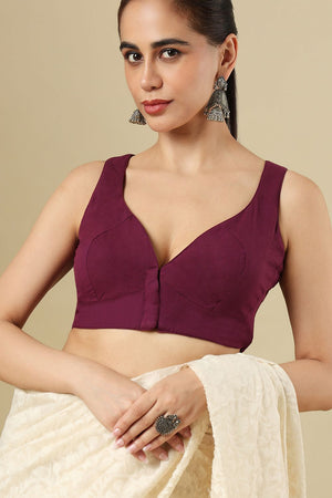 Wine Solid Cotton Blouse (SUMR-022-WINE)