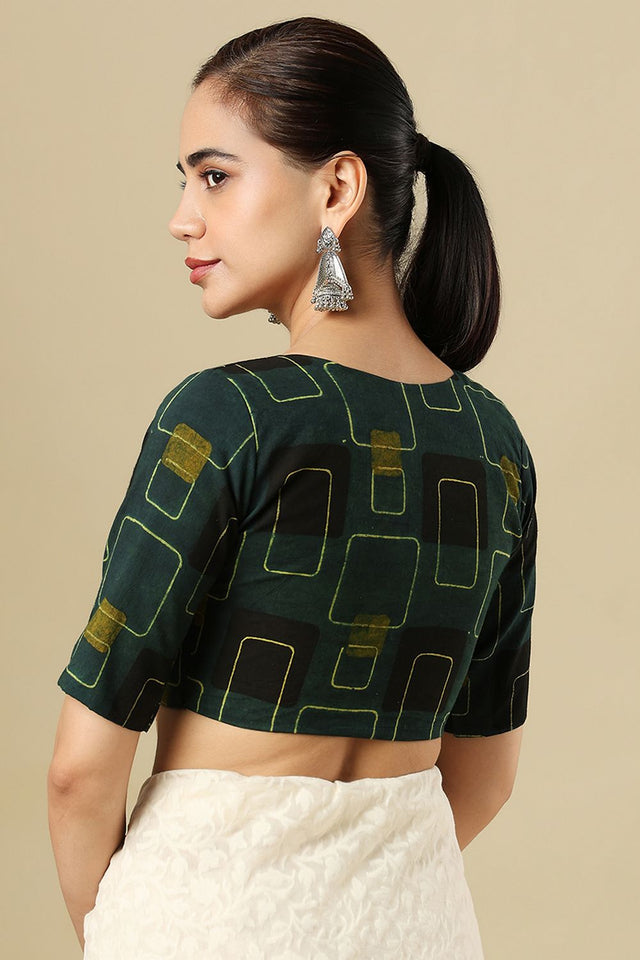 Green Printed Cotton Blouse (SUMR-024-GREN)
