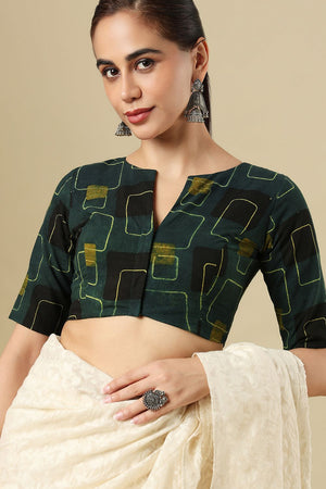 Green Printed Cotton Blouse (SUMR-024-GREN)