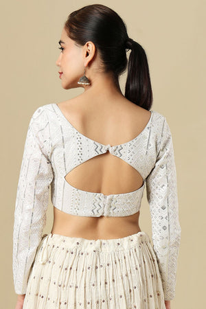 White Embellished Georgette Blouse (SUMR-026-WHTE)