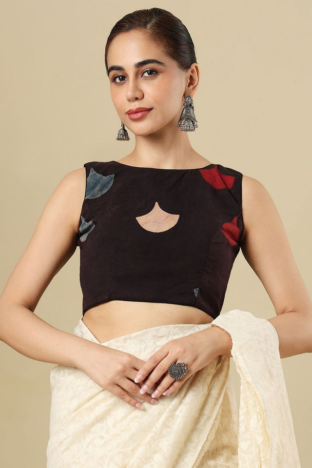 Black Printed Cotton Blouse (SUMR-027-BLCK)