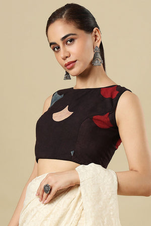 Black Printed Cotton Blouse (SUMR-027-BLCK)