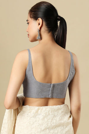 Grey Solid Linen Blouse (SUMR-028-GREY)