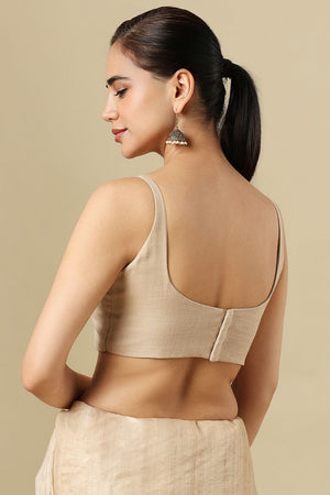 Beige Solid Linen Blouse (SUMR-030-BEIG)