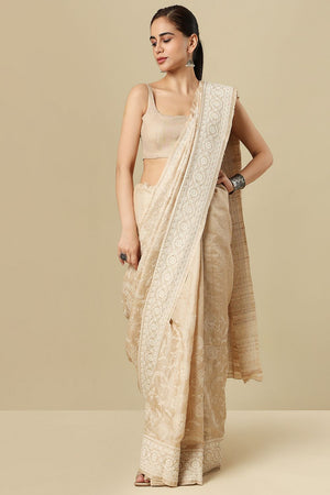 Beige Solid Linen Blouse (SUMR-030-BEIG)