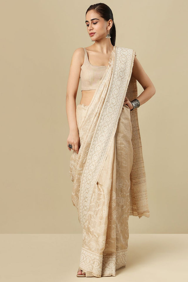 Beige Solid Linen Blouse (SUMR-030-BEIG)