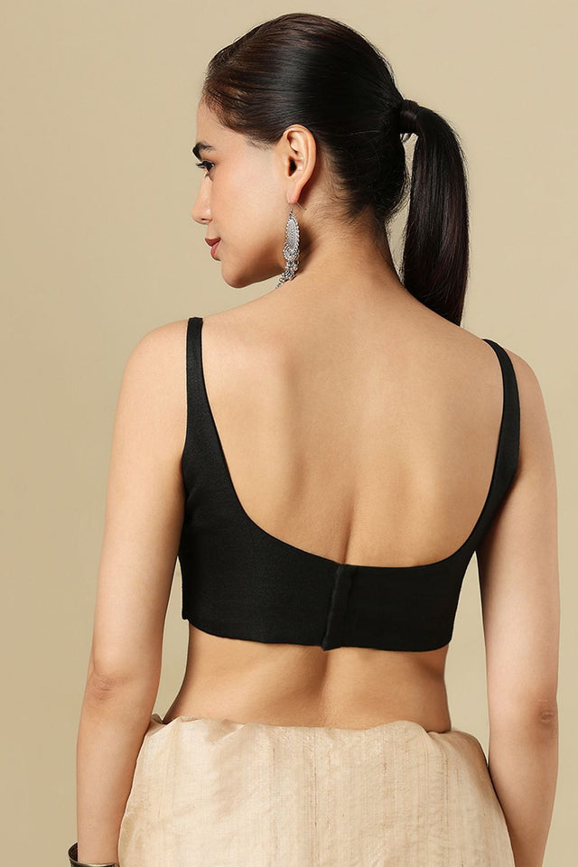 Black Solid Linen Blouse (SUMR-031-BLCK)