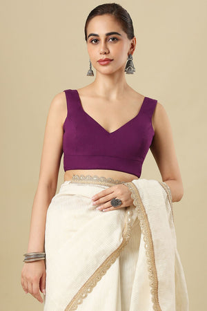 Purple Solid Cotton Blouse (SUMR-032-PRPL)