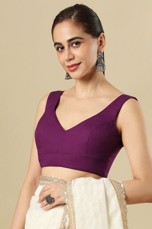 Purple Solid Cotton Blouse (SUMR-032-PRPL)