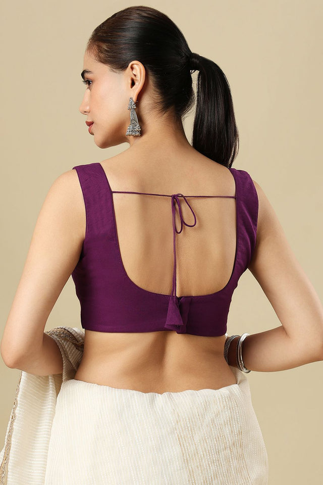 Purple Solid Cotton Blouse (SUMR-032-PRPL)