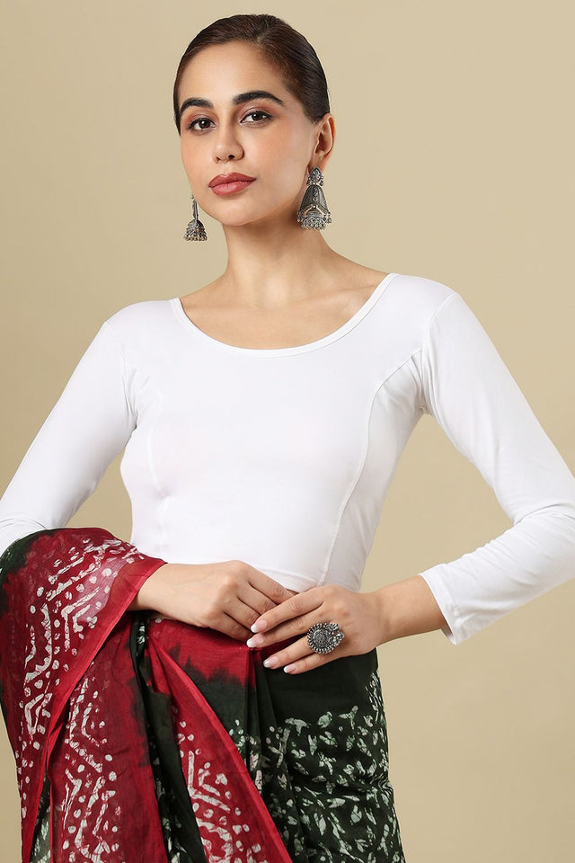 White Solid Cotton One Size Blouse (SUMR-033-WHTE)
