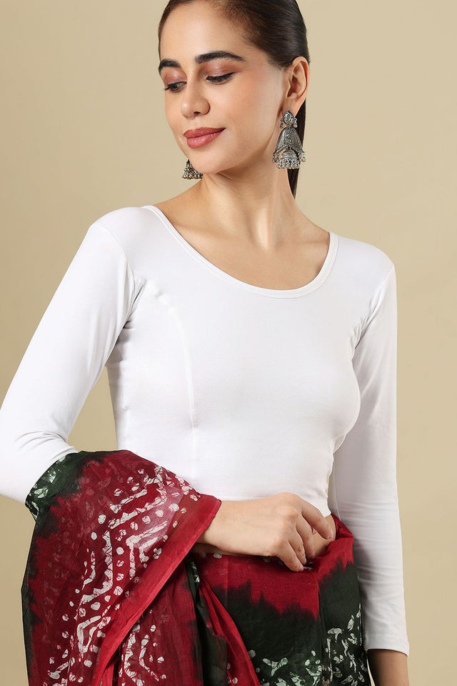 White Solid Cotton One Size Blouse (SUMR-033-WHTE)