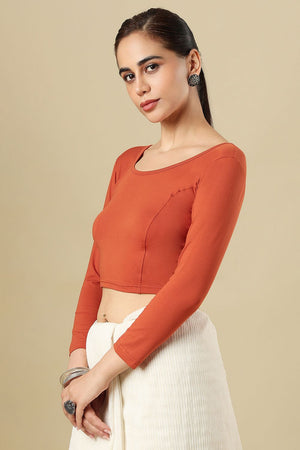 Rust Solid Cotton One Size Blouse (SUMR-034-RUST)