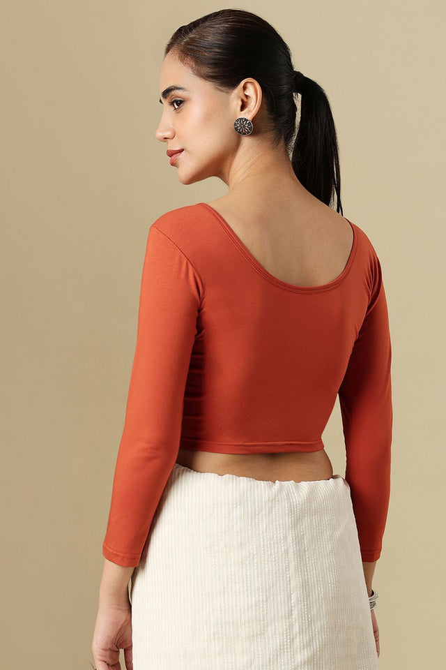 Rust Solid Cotton One Size Blouse (SUMR-034-RUST)