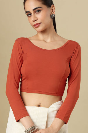 Rust Solid Cotton One Size Blouse (SUMR-034-RUST)