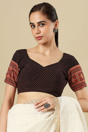 Black Printed Cotton Blouse (SUMR-035-BLCK)