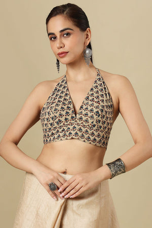 Beige Printed Cotton Blouse (SUMR-036-BEIG)