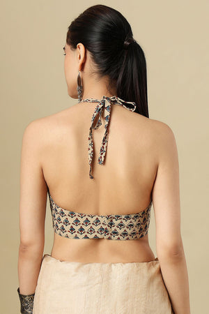 Beige Printed Cotton Blouse (SUMR-036-BEIG)