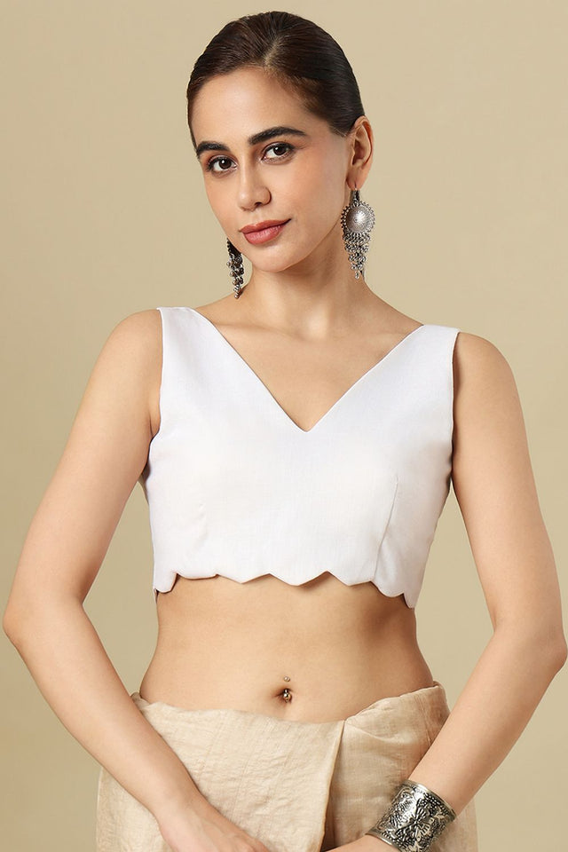 White Solid Linen Blouse (SUMR-039-WHTE)