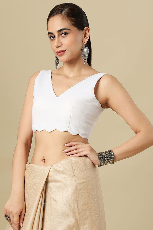 White Solid Linen Blouse (SUMR-039-WHTE)
