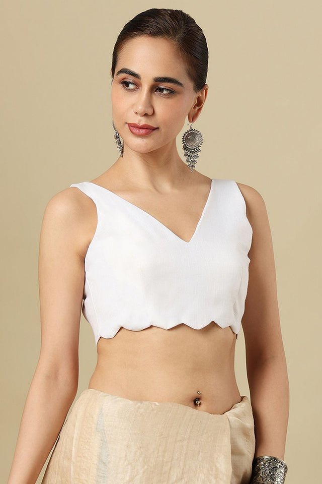 White Solid Linen Blouse (SUMR-039-WHTE)