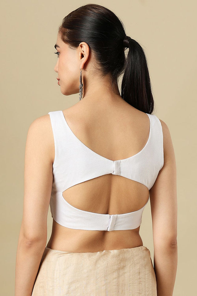 White Solid Linen Blouse (SUMR-039-WHTE)