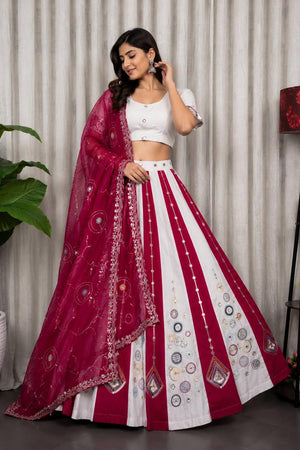 White Embroidered Silk Lehenga (SWC-5054-white)