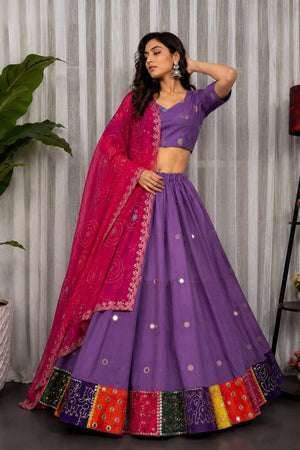 Lavender Embroidered Silk Lehenga (SWC-5057-D)