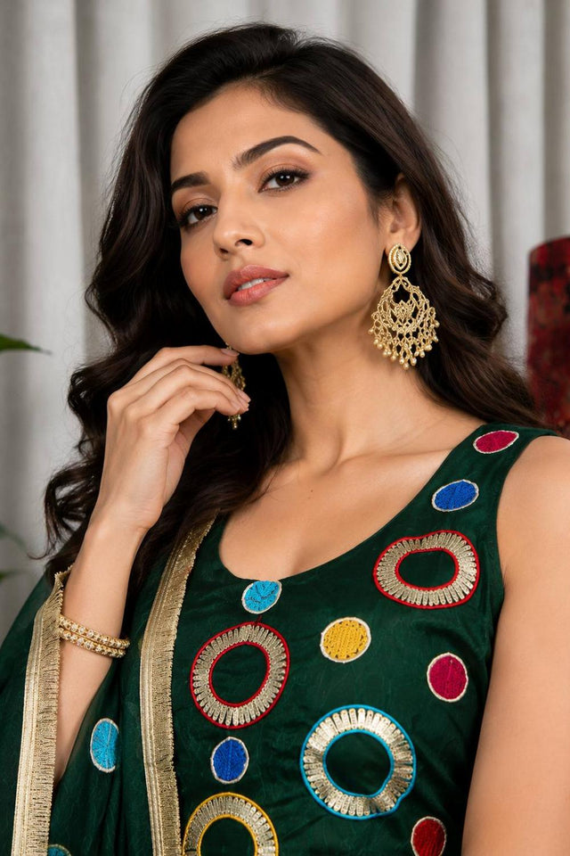 Green Sequin with Embroidered Silk Lehenga (SWC-5064-Green)