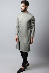 Men's Light Green Solid Full Sleeve Long Kurta Top