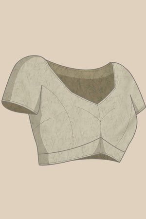 Beige Geometric Printed Silk Saree