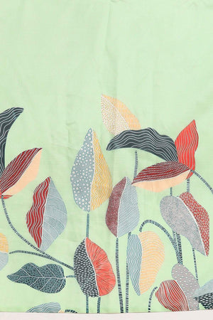 Green Floral Printed Silk Saree