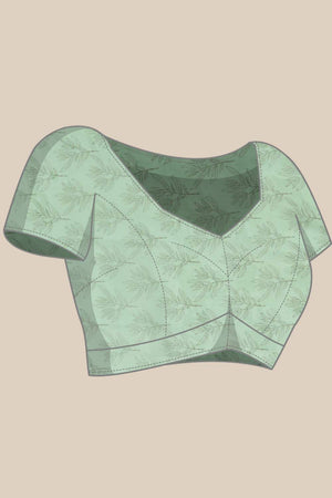 Green Floral Printed Silk Saree