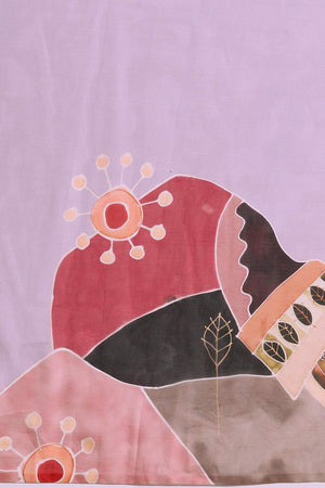 Lavender Floral Printed Silk Saree