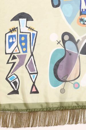 Olive Green Warli Printed Silk Saree