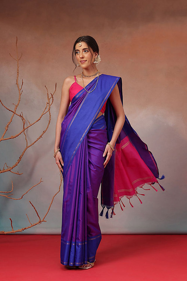 Blue Solid Art Silk Saree (SZ-AURA8-BU-3170)