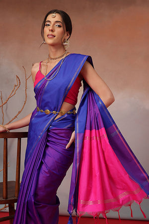 Blue Solid Art Silk Saree (SZ-AURA8-BU-3170)