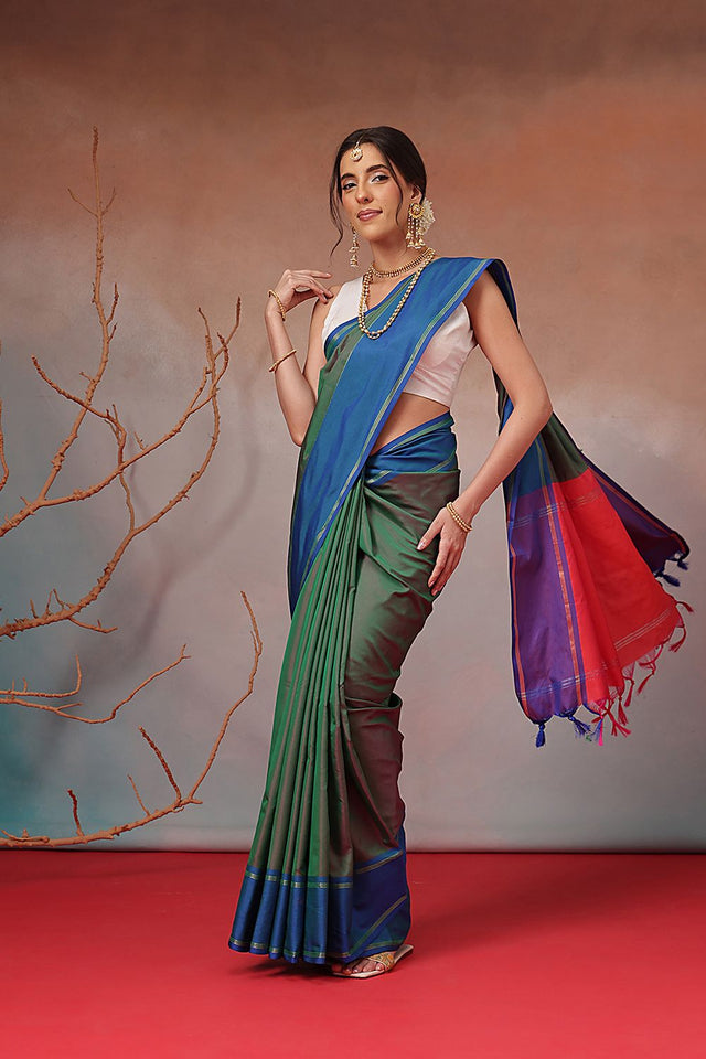 Green Solid Art Silk Saree (SZ-AURA8-GN-3166)