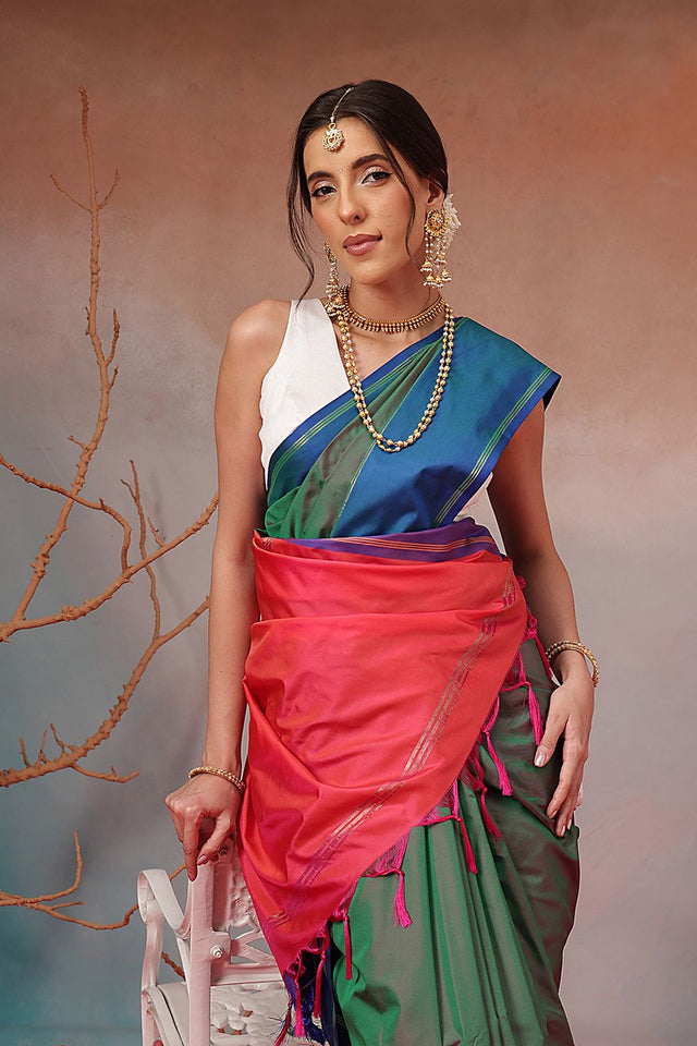 Green Solid Art Silk Saree (SZ-AURA8-GN-3166)