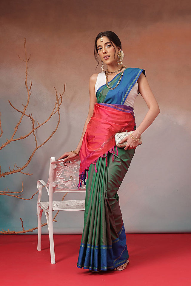 Green Solid Art Silk Saree (SZ-AURA8-GN-3166)