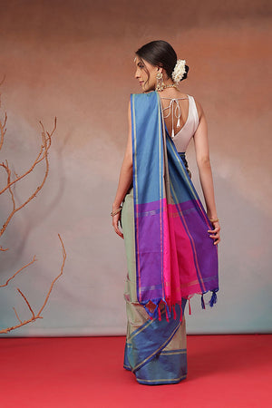 Multi Color Solid Art Silk Saree (SZ-AURA8-MUL-3171)