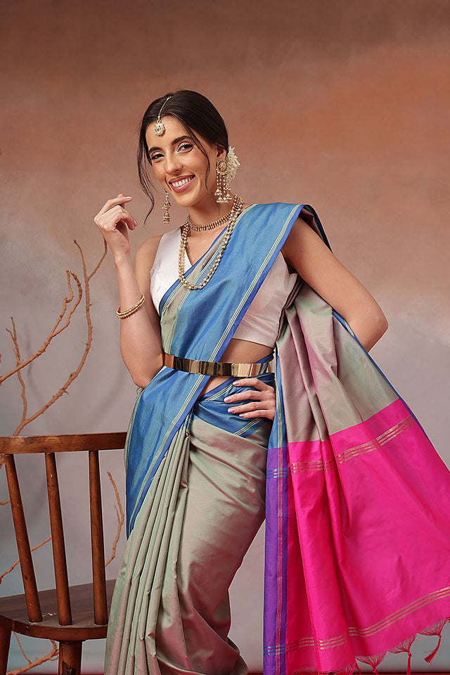 Multi Color Solid Art Silk Saree (SZ-AURA8-MUL-3171)