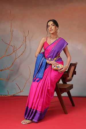 Pink Solid Art Silk Saree (SZ-AURA8-PN-3169)