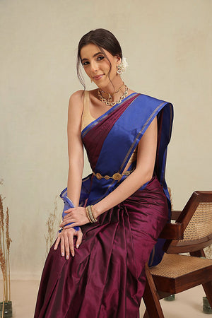 Violet Solid Art Silk Saree (SZ-AURA8-PP-3165)